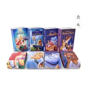 Disney Set Of All 4 Classic VHS Boxed Silk Touch Throw, 50" x 70" SOLD OUT!